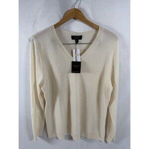 Charter Club Luxury Womens Ivory 100% Cashmere Long Sleeve Crew Neck Sweater XXL